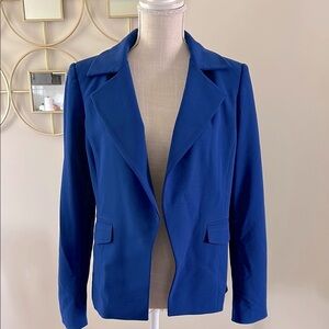 Calvin Klein woman’s electric blue Tailored Fit blazer open front side pockets
